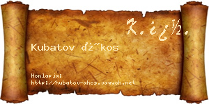 Kubatov Ákos névjegykártya